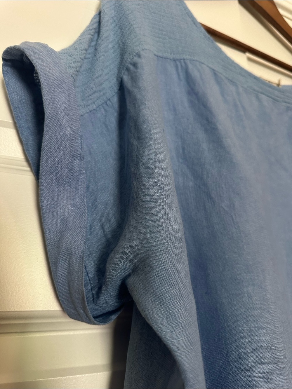 Lungo L’arno Blue Women's Linen Top Short Cuff Sleeve - 2XL - Made in Italy - Picture 3 of 6